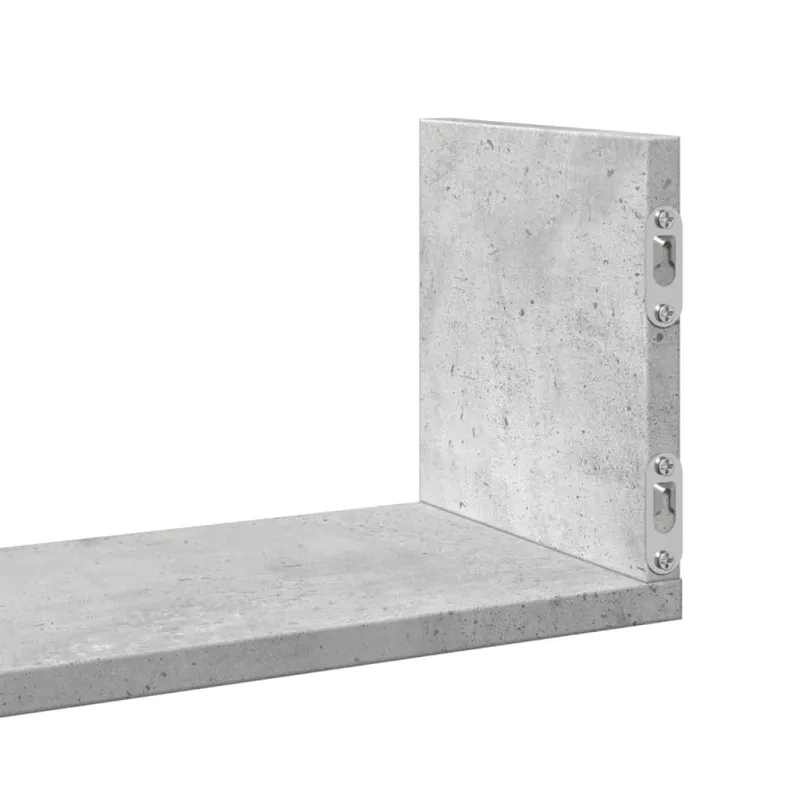 Sieninės lentynos, 3vnt., betono, 80x18x18cm, apdirbta mediena