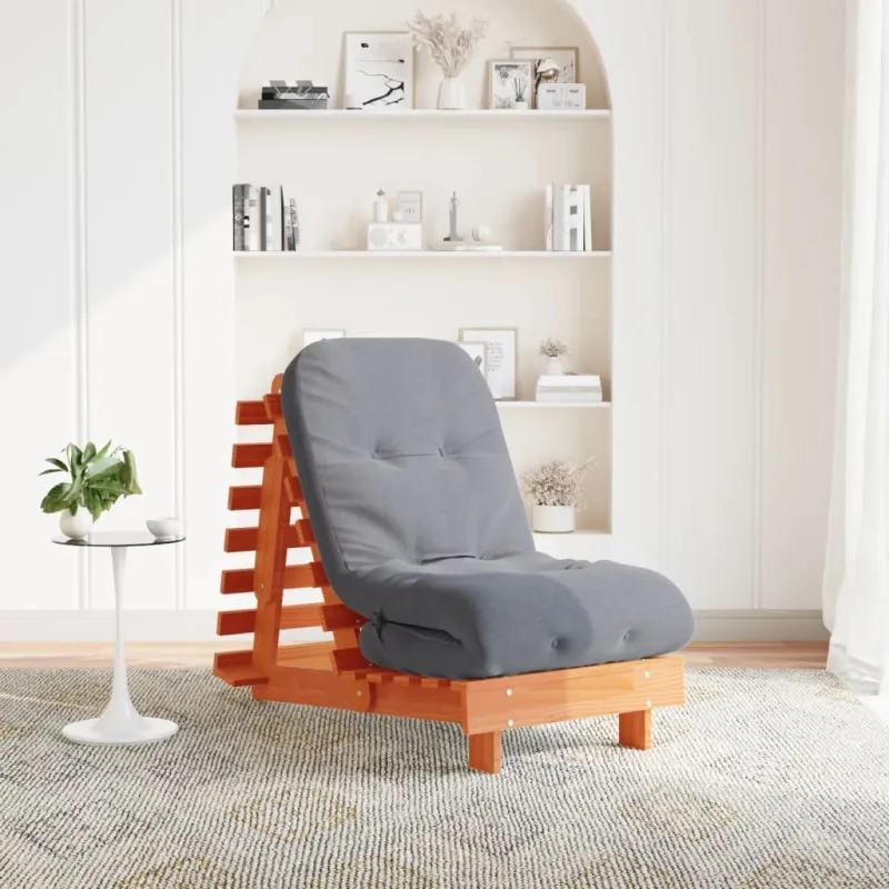 Futono sofa-lova su čiužiniu, vaško ruda, 60x206x11cm, pušis