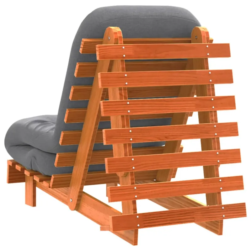 Futono sofa-lova su čiužiniu, vaško ruda, 60x206x11cm, pušis
