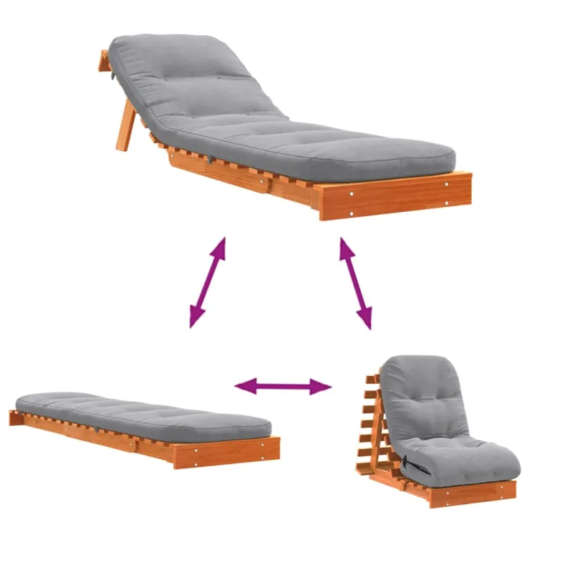 Futono sofa-lova su čiužiniu, vaško ruda, 60x206x11cm, pušis