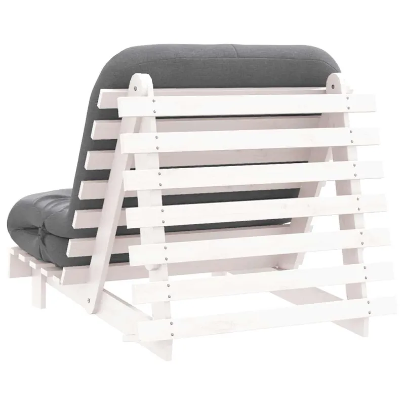 Futono sofa-lova su čiužiniu, balta, 90x206x11cm, pušis