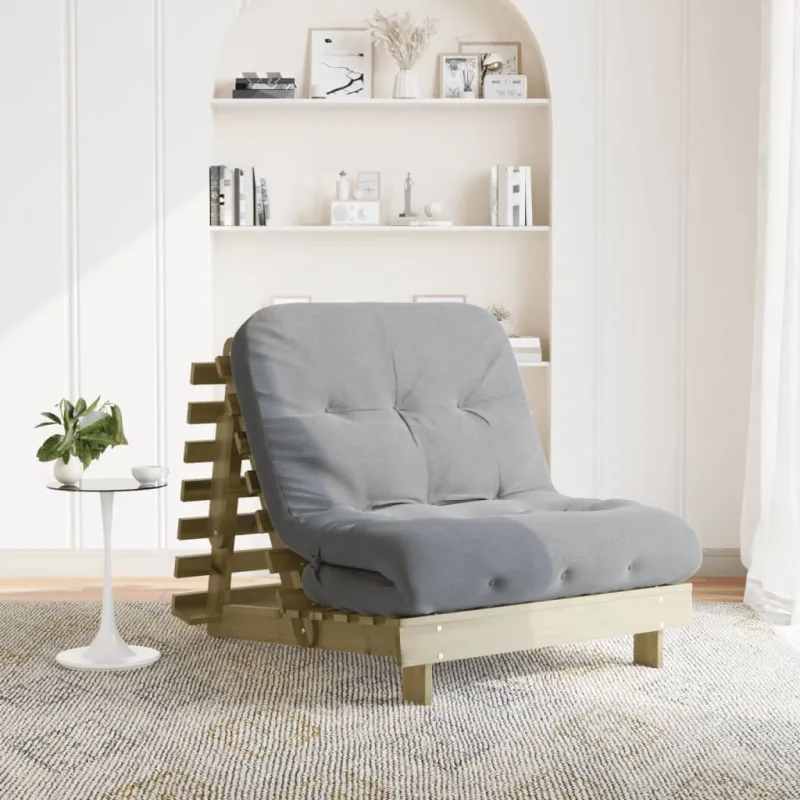 Futono sofa-lova su čiužiniu, 80x206x11cm, impregnuota pušis