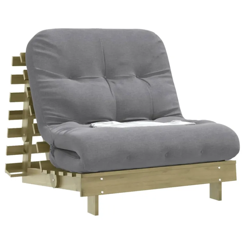 Futono sofa-lova su čiužiniu, 80x206x11cm, impregnuota pušis