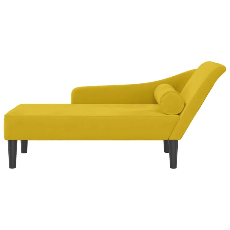 Poilsio sofa su pagalvėlėmis, geltonos spalvos, aksomas