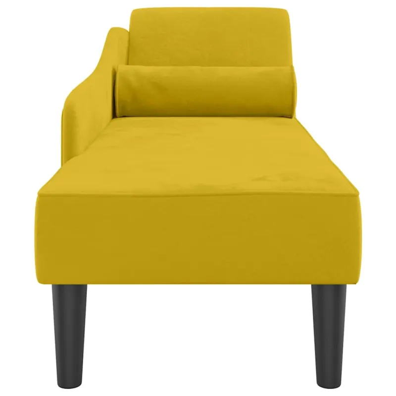 Poilsio sofa su pagalvėlėmis, geltonos spalvos, aksomas