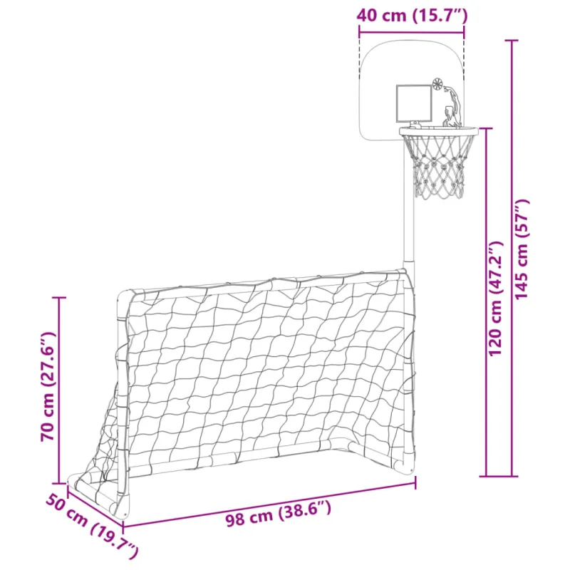 Vaikiškas futbolo ir krepšinio rinkinys, 98x50x70cm