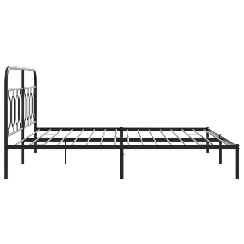 Metalinis lovos rėmas su galvūgaliu, juodos spalvos, 183x213cm