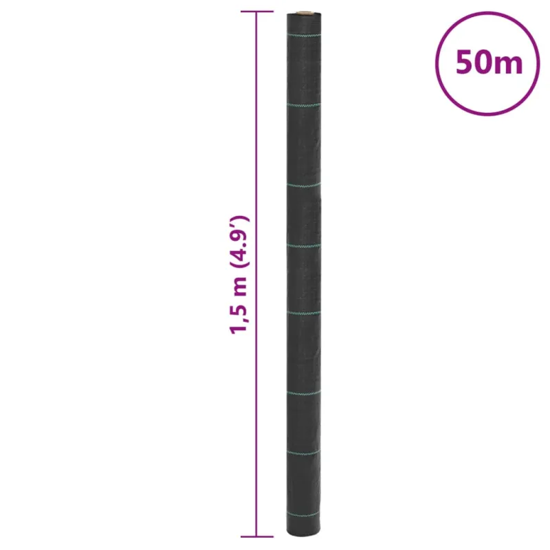 Piktžolių membrana, juoda, 1,5x50 m, PP