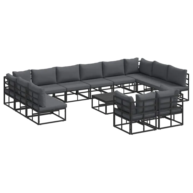 Sodo sohvaryhmä tyynyine 13 osaa, musta, alumiini