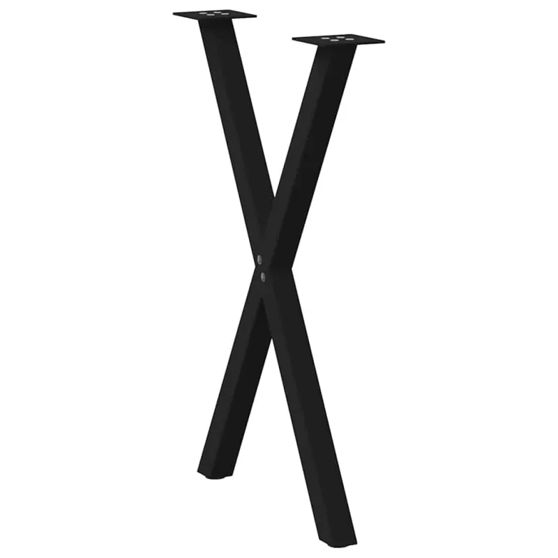 Valgomojo stalo kojos, X formos, 2 vnt., juodos, 50x(72-73) cm, plienas