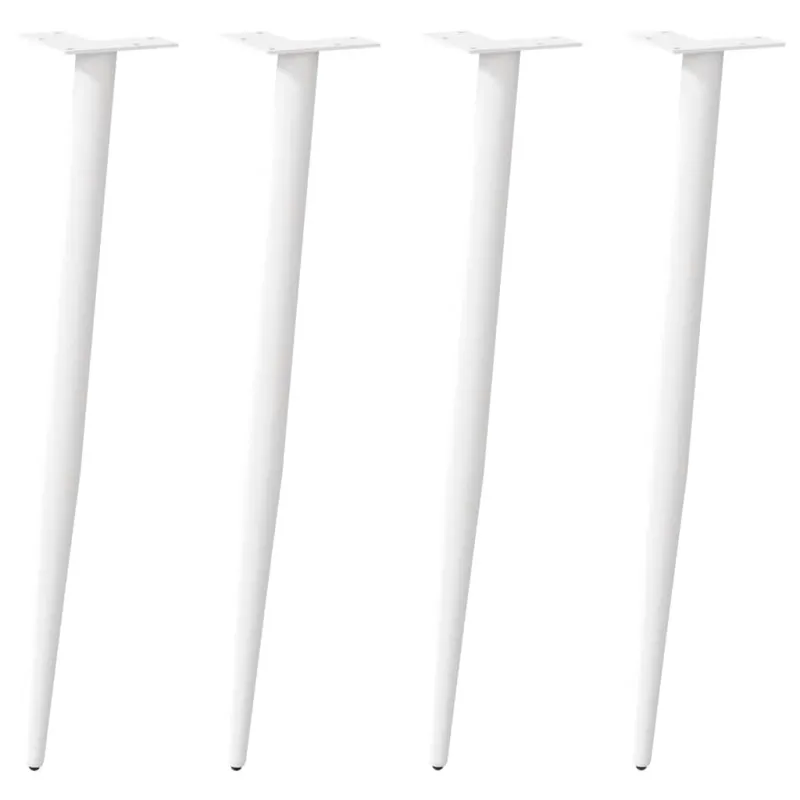 Konsolinio staliuko kojelės, 4 vnt., baltos, 72-73 cm, plienas, kūginės formos