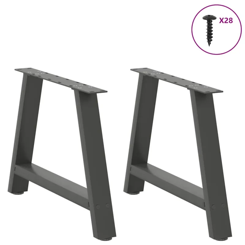 Kavos staliuko kojelės, 2 vnt., antracito spalvos, 60x(42-43) cm, plienas