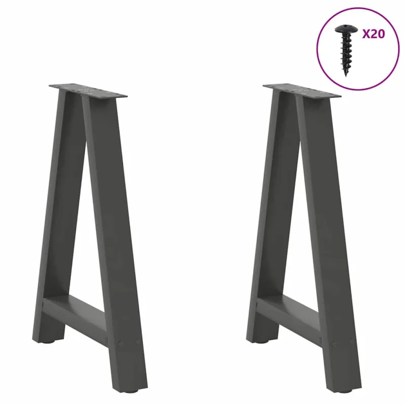Valgomojo stalo kojos, 2 vnt., antracito spalvos, 60x(72-73) cm, plienas