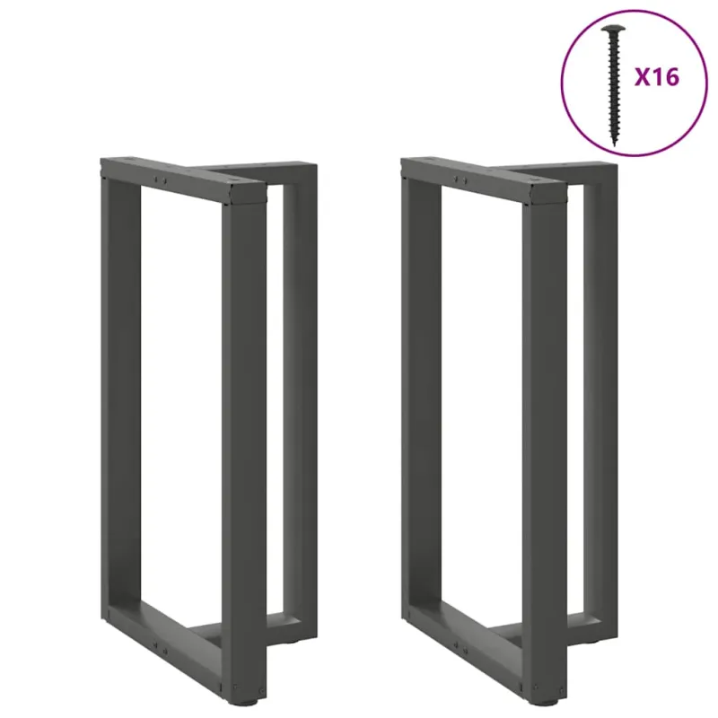 Baro stalo kojos, T formos, 2 vnt., antracito spalvos, 60x35x(100-101) cm, plienas