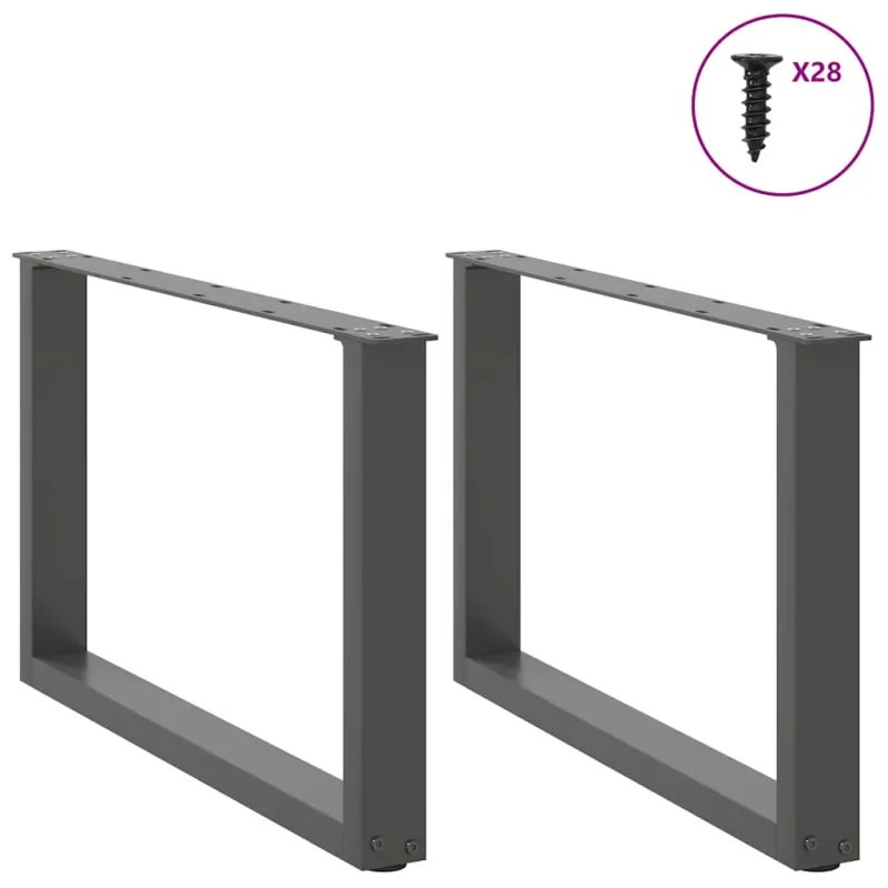 Kavos staliuko kojelės, 2 vnt., antracito spalvos, 70x(42-43) cm, plienas