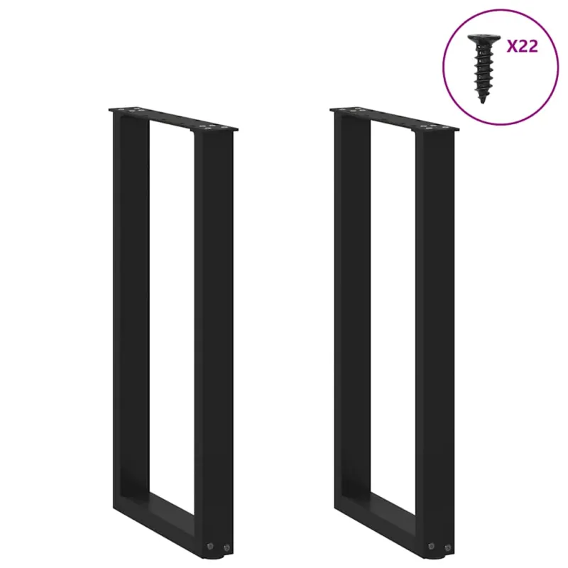 Konsolinio staliuko kojelės, U formos, 2 vnt., juodos, 38x(72-73) cm, plienas