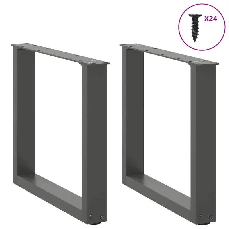 Kavos staliuko kojelės, 2 vnt., antracito spalvos, 50x(42-43) cm, plienas