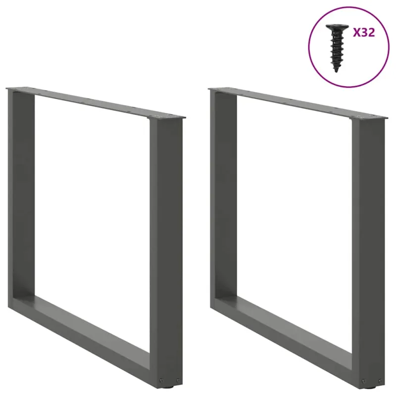 Valgomojo stalo kojos, U formos, 2 vnt., antracito spalvos, 100x(72-73) cm, plienas