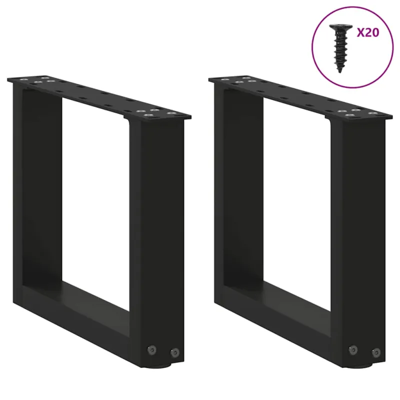 Kavos staliuko kojelės, 2 vnt., juodos, 40x(30-31) cm, plienas, U formos