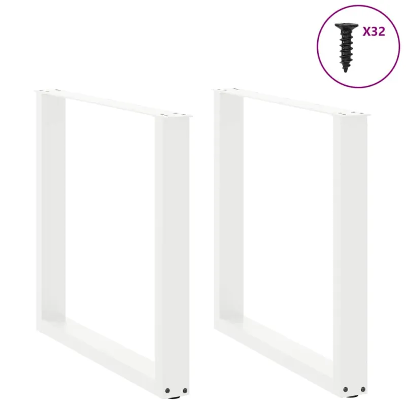 Valgomojo stalo kojelės, 2 vnt., baltos, 90x(72-73) cm, plienas, U formos