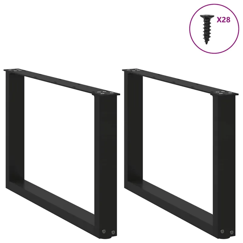 Kavos staliuko kojelės, 2 vnt., juodos, 70x(42-43) cm, plienas, U formos