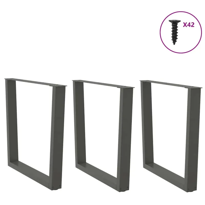Valgomojo stalo kojos, 3 vnt., antracito spalvos, 90x(72-73,3) cm, plienas