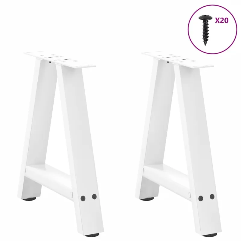 Kavos staliuko kojelės, A formos, 2 vnt., baltos, 50x(42-43) cm, plienas