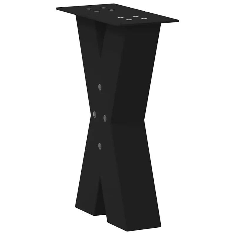 Kavos staliuko kojelės, X formos, 2 vnt., juodos, 28x(42-43) cm, plienas