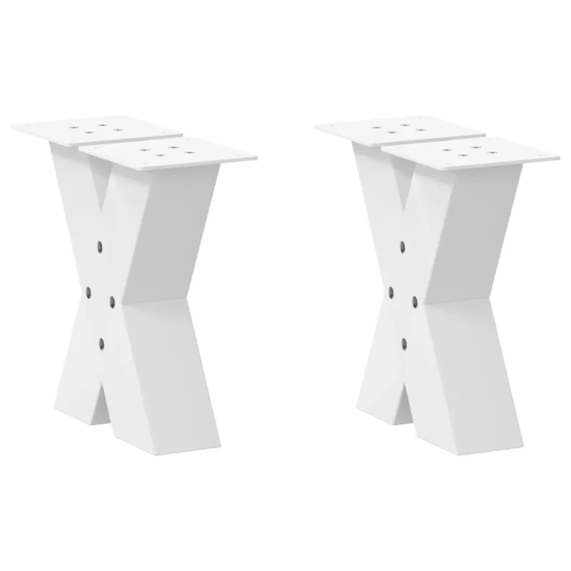 Kavos staliuko kojelės, 2 vnt., baltos, 30x(30-31) cm, plienas, X formos