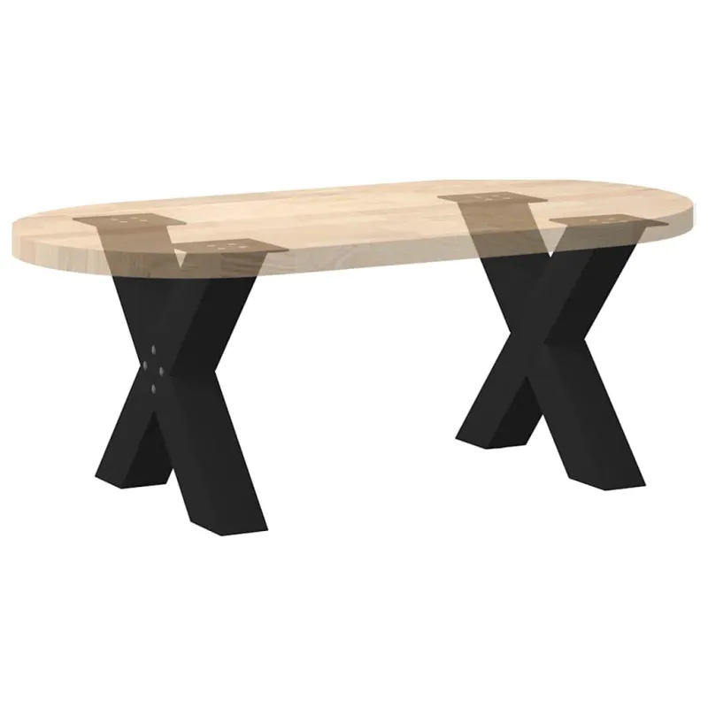 Kavos staliuko kojelės, 2 vnt., juodos, 60x(42-43) cm, plienas, X formos