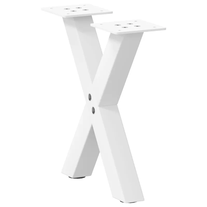 Kavos staliuko kojelės, X formos, 2 vnt., baltos, 37x(30-31) cm, plienas