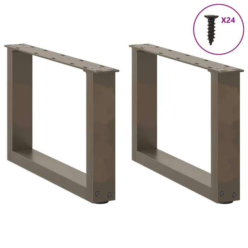 Kavos staliuko kojelės, U formos, 2 vnt., natūralus plienas, 50x(30-31) cm, plienas