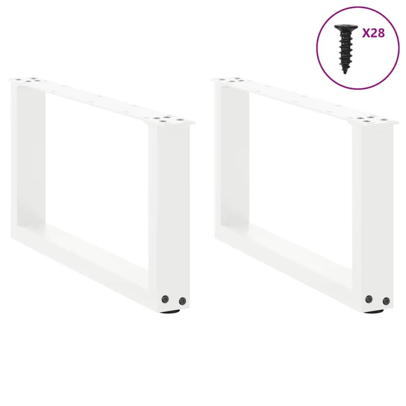 Kavos staliuko kojelės, 2 vnt., baltos, 70x(30-31) cm, plienas, U formos