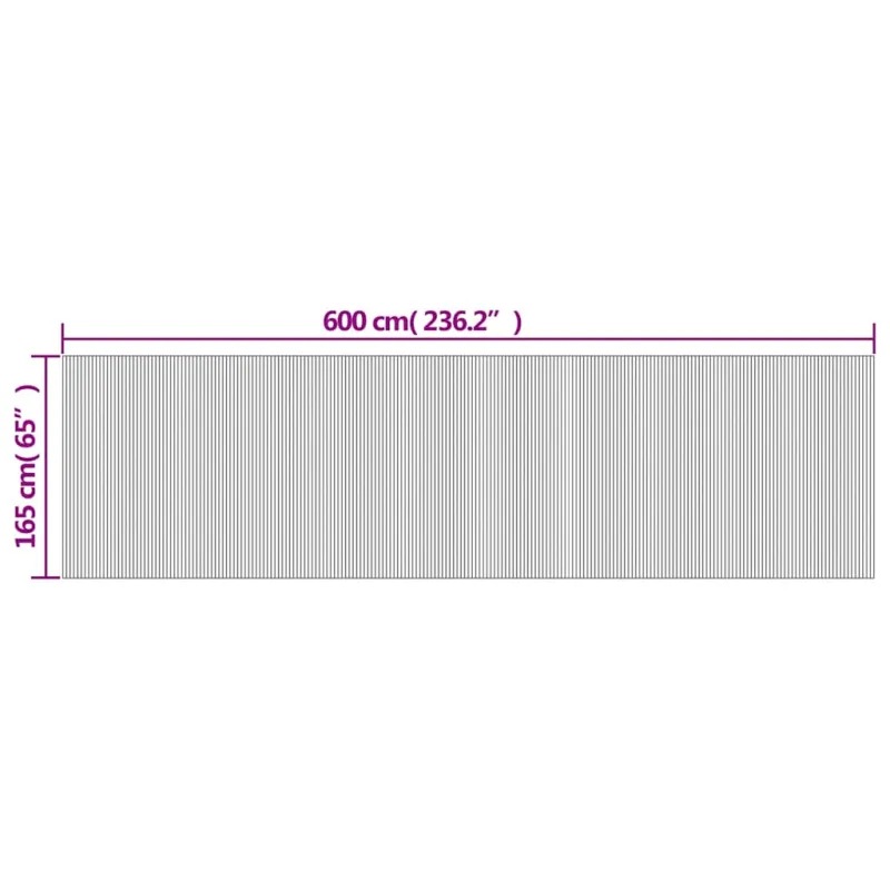Kambario pertvara, rudos spalvos, plotis 600 cm, aukštis 165 cm, bambukas