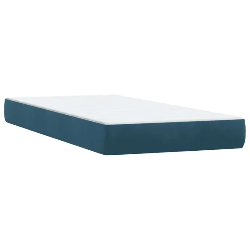 Lova su spyruoklėmis ir čiužiniu, mėlyna, 80x210cm, aksomas