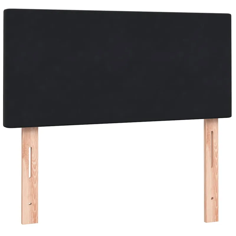 Lova su spyruoklėmis ir čiužiniu, juoda, 90x210 cm, aksomas