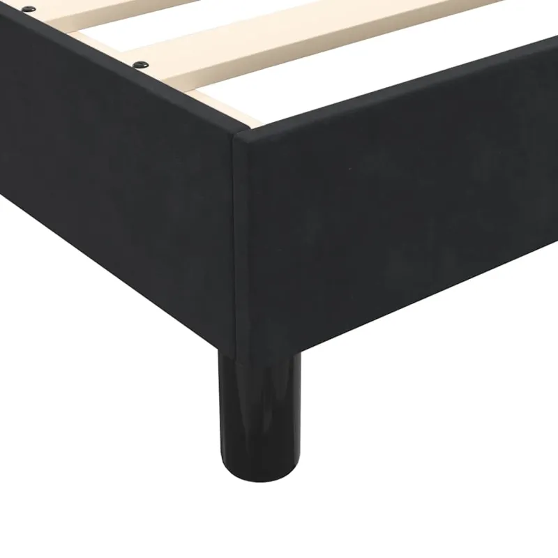 Lova su spyruoklėmis ir čiužiniu, juoda, 160x210 cm, aksomas