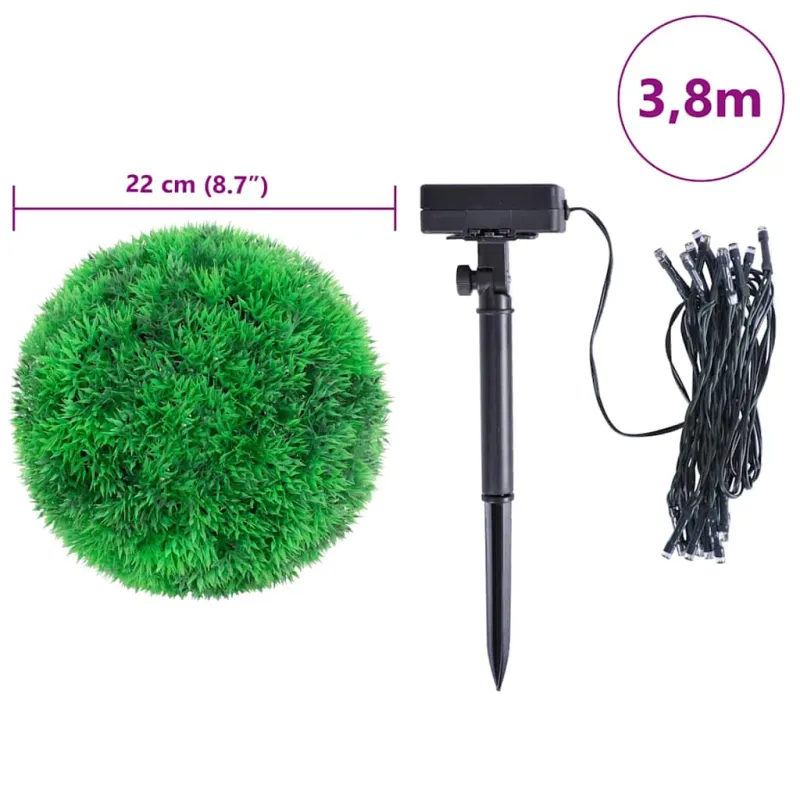 Dirbtiniai buksmedžio krūmai su LED lemputėmis 2vnt. žalia 22cm