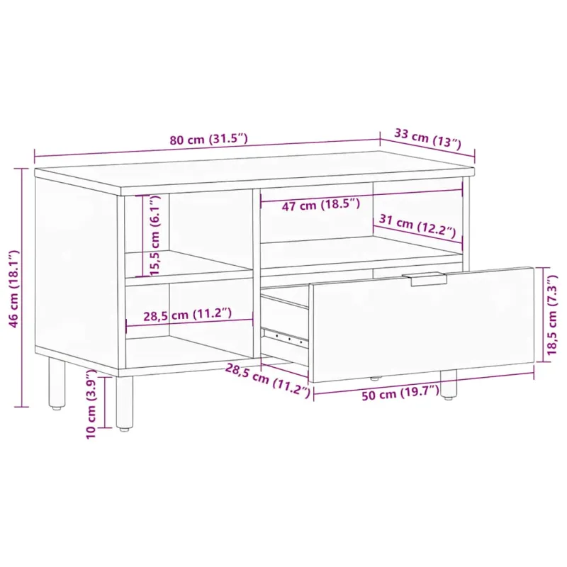 televizoriaus spintelė Juoda 80x33x46 cm Engineered Wood