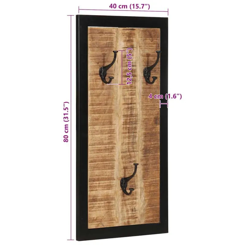 paltų kabykla 40x2x80 cm Tvirtas neapdorotos medienos mangas
