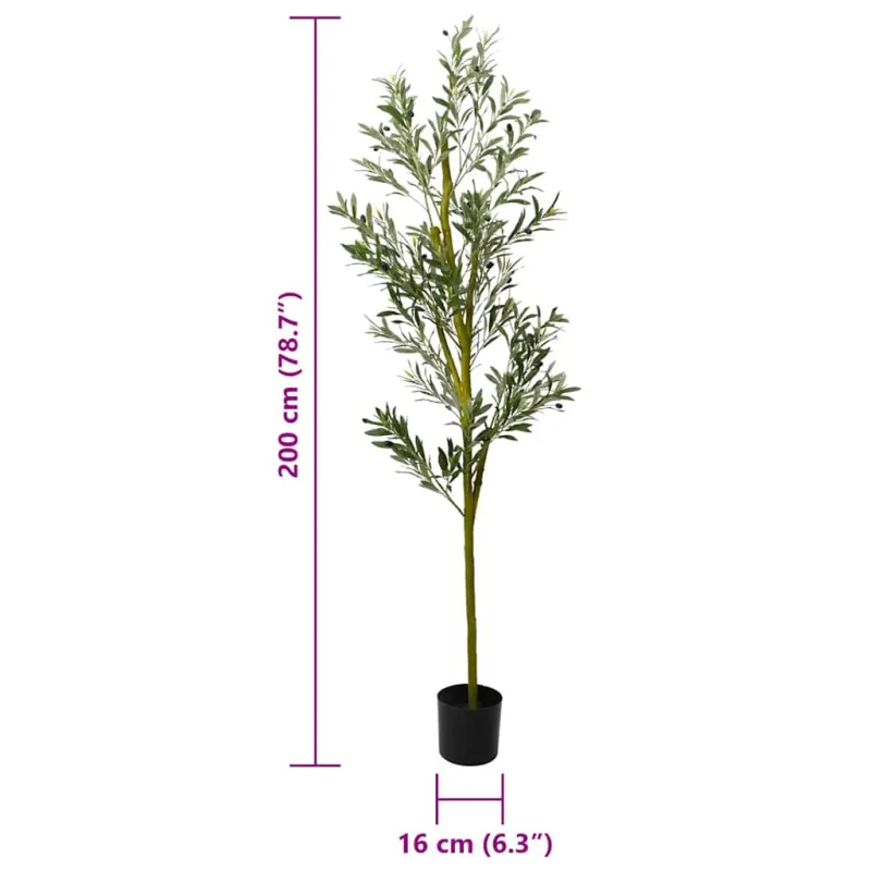 Dirbtinis alyvmedis, žalios spalvos, 200cm, 800 lapų