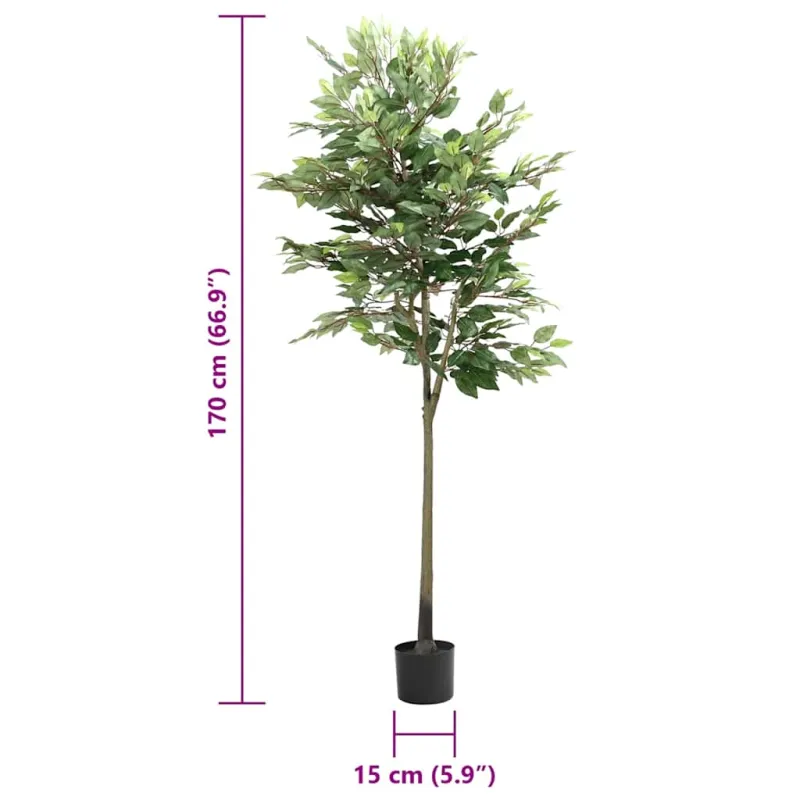 Dirbtinis fikusas, žalios spalvos, 170cm, 756 lapai