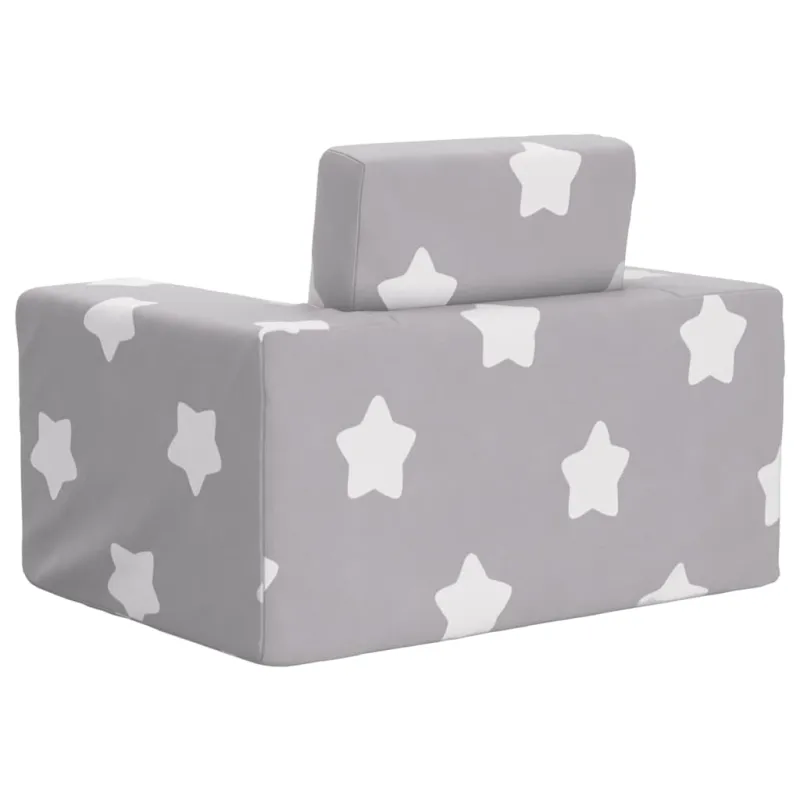 Vaikiška sofa-lova, pilka, minkštas pliušas, su žvaigždėmis