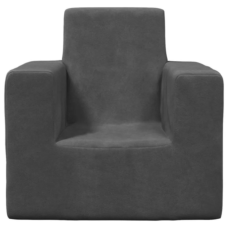Vaikiška sofa, antracito spalvos, minkštas pliušas