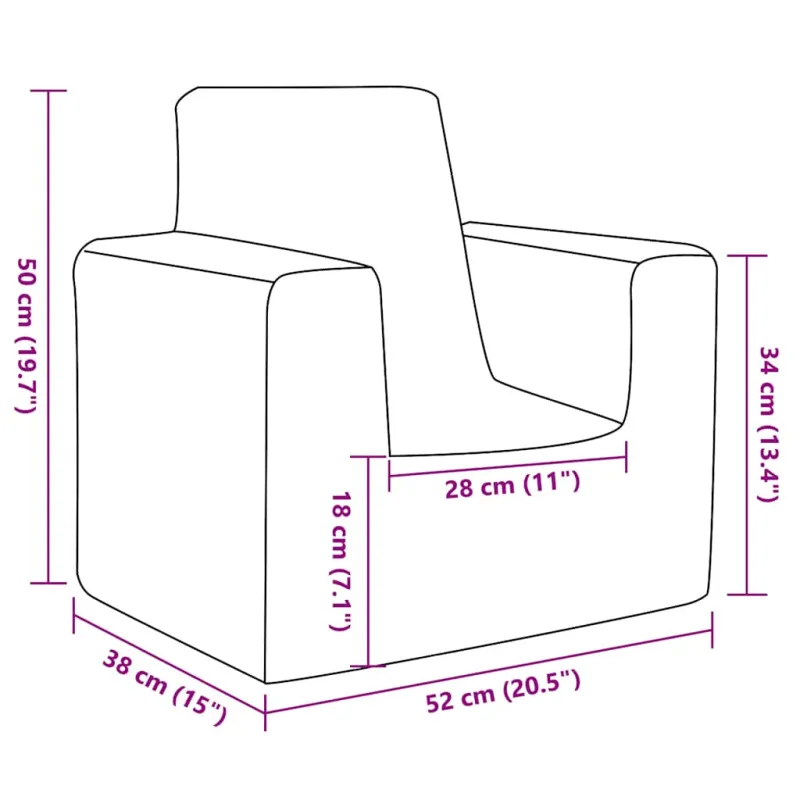 Vaikiška sofa, antracito spalvos, minkštas pliušas