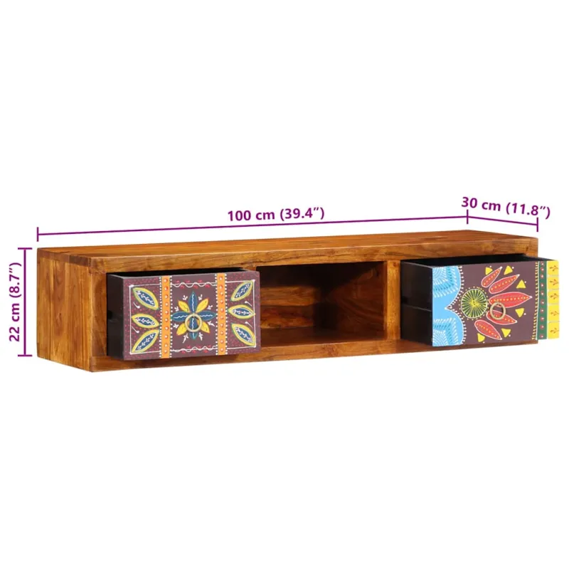Sieninė TV spintelė Daugiaspalvė 100x30x22 Akacijos masyvo