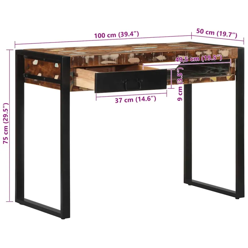 Rašomasis stalas Daugiaspalvis 100x50x75 cm