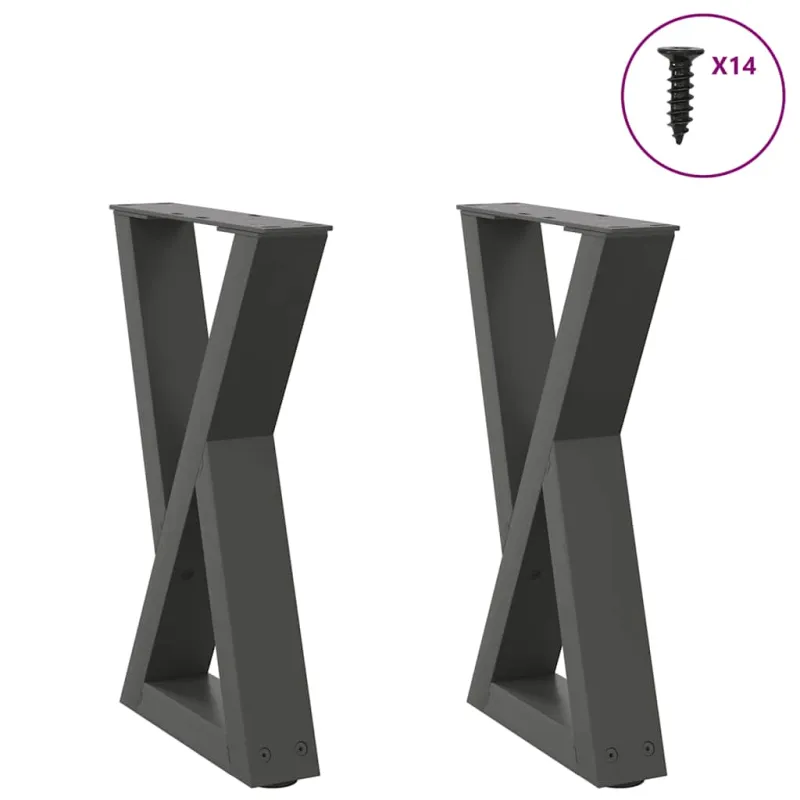 Kavos staliuko kojelės, 2 vnt., antracito spalvos, 28x(42-43,3) cm, plienas