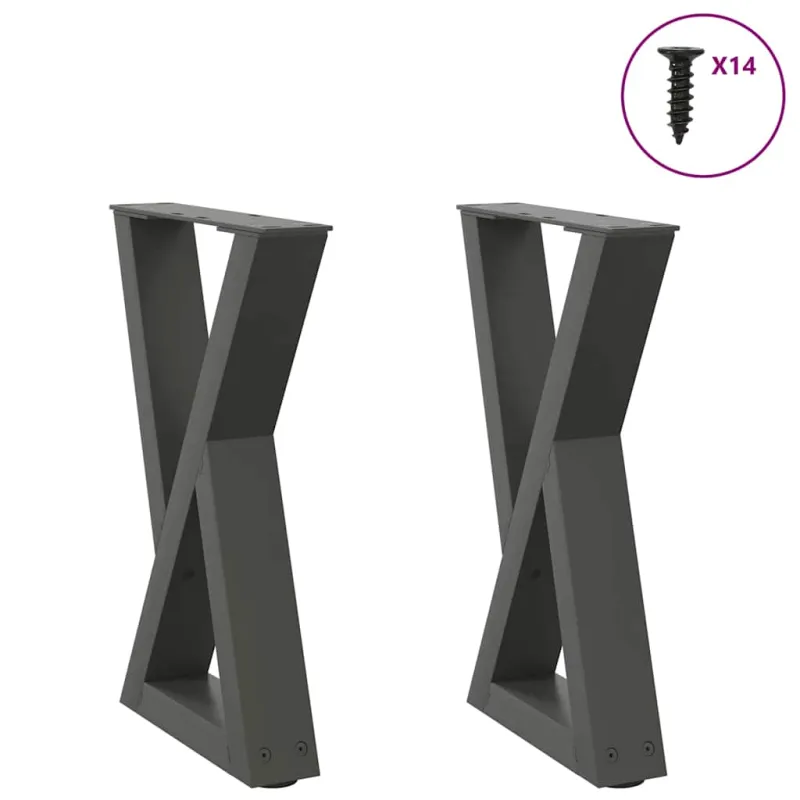 Kavos staliuko kojelės, 2 vnt., antracito spalvos, 38x(42-43,3) cm, plienas