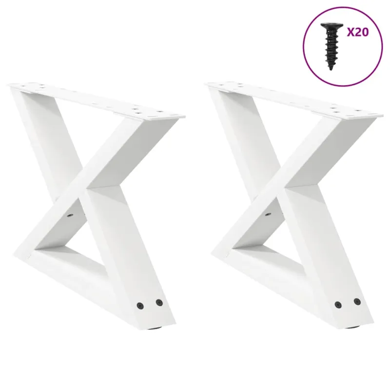 Kavos staliuko kojelės, 2 vnt., baltos, 50x(30-31,3) cm, plienas